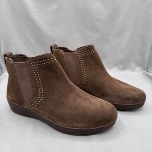Fit Flop SuperChelsea Brown Suede Studded Pull On Ankle Boots Size 41 US 9
